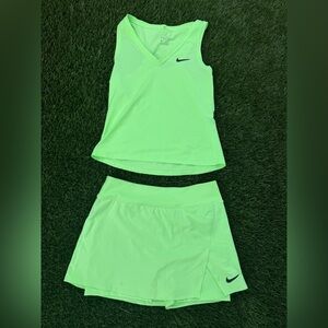 Nike Neon Green Dri-FIT Athletic Tank + Skirt - Top XS/Skirt S